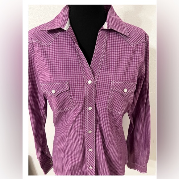 Panhandle Pearl Snap Shirt Check Western Long Sleeve 100% Cotton VISUAL photo - Picture 5 of 8